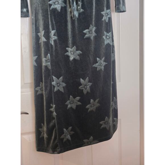 Paris Atelier & Other Stories Womens Green Velvet Floral Midi Wrap Dress LS SZ 0 - Picture 3 of 8